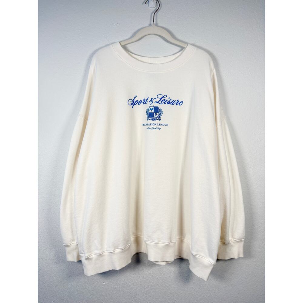 Old Navy Off White Pickleball Embroidered Graphic SoComfy Oversized Sweatshirt